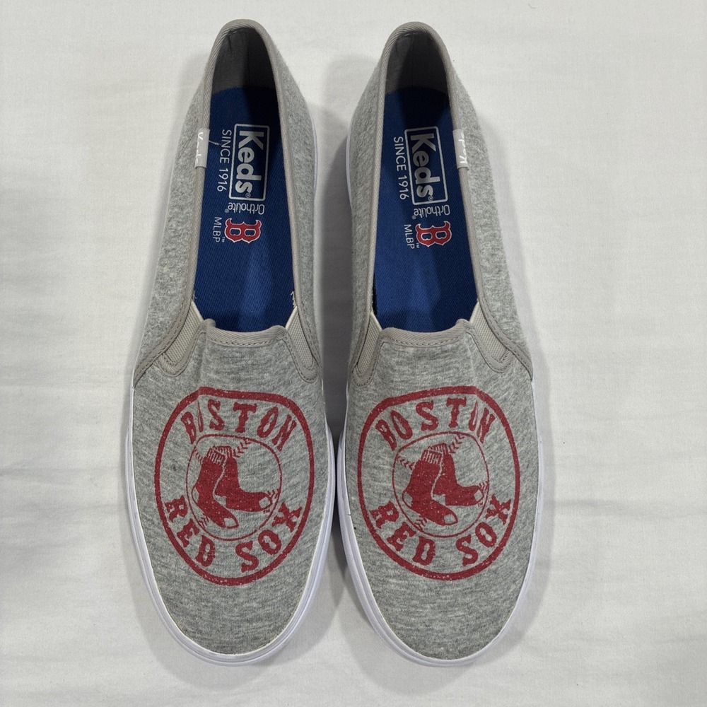 Keds Slip On Shoes Boston Red Sox Women's Size 9.5‎ Gray With Red Logo Baseball
